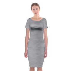 Aluminum Textures, Horizontal Metal Texture, Gray Metal Plate Classic Short Sleeve Midi Dress