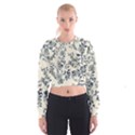 Blue Vintage Background, Blue Roses Patterns Cropped Sweatshirt View1