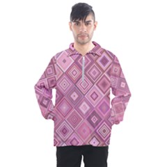 Pink Retro Texture With Rhombus, Retro Backgrounds Men s Half Zip Pullover by nateshop