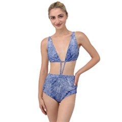 Blue Grunge Texture, Wall Texture, Blue Retro Background Tied Up Two Piece Swimsuit