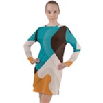 Retro Colored Abstraction Background, Creative Retro Long Sleeve Hoodie Dress