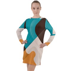 Retro Colored Abstraction Background, Creative Retro Long Sleeve Hoodie Dress by nateshop