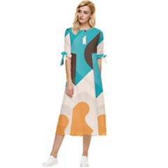 Retro Colored Abstraction Background, Creative Retro Bow Sleeve Chiffon Midi Dress by nateshop