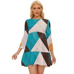 Retro Colored Abstraction Background, Creative Retro Long Sleeve Babydoll Dress