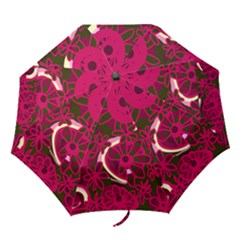 Mazipoodles Love Flowers - Green Magenta Pink Folding Umbrellas by Mazipoodles