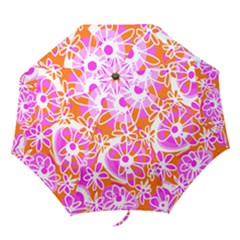 Mazipoodles Love Flowers - Orange Pink White Folding Umbrellas by Mazipoodles