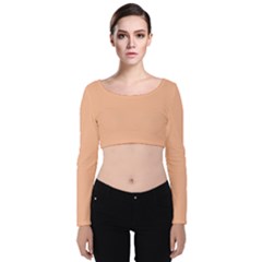 Peach Fuzz 2024 Velvet Long Sleeve Crop Top by dressshop