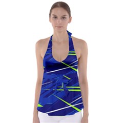 Abstract Lightings, Grunge Art, Geometric Backgrounds Tie Back Tankini Top by nateshop