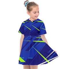 Abstract Lightings, Grunge Art, Geometric Backgrounds Kids  Sailor Dress