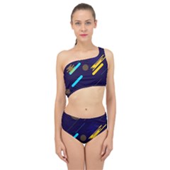 Blue Background Geometric Abstrac Spliced Up Two Piece Swimsuit by nateshop