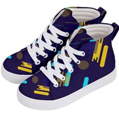 Blue Background Geometric Abstrac Kids  Hi-top Skate Sneakers