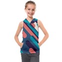 Blue Geometric Background, Abstract Lines Background Kids  Sleeveless Hoodie View1