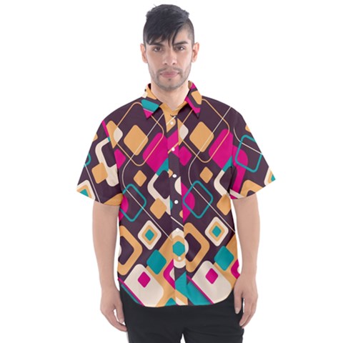 Colorful Abstract Background, Geometric Background Men s Short Sleeve Shirt by nateshop