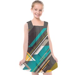 Material Design, Lines, Retro Abstract Art, Geometry Kids  Cross Back Dress by nateshop