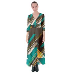 Material Design, Lines, Retro Abstract Art, Geometry Button Up Maxi Dress by nateshop