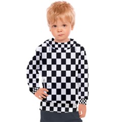 Black White Checker Pattern Checkerboard Kids  Hooded Pullover