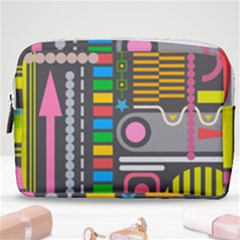 Pattern Geometric Abstract Colorful Arrows Lines Circles Triangles Make Up Pouch (medium) by Grandong