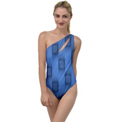 Blue Pattern Texture To One Side Swimsuit by nateshop