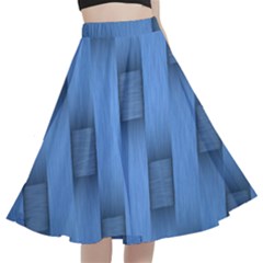 Blue Pattern Texture A-line Full Circle Midi Skirt With Pocket by nateshop