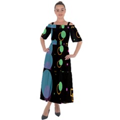 Colartive, Aesthetic, Amoled, Black, Colorful, Desenho Shoulder Straps Boho Maxi Dress 