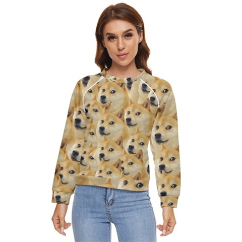 Doge, Memes, Pattern Women s Long Sleeve Raglan T-shirt by nateshop