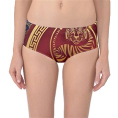 Holiday, Chinese New Year, Year Of The Tiger Mid-waist Bikini Bottoms by nateshop