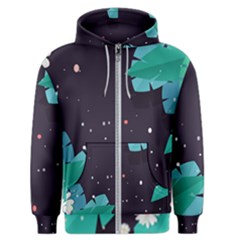 Leaves Flowers Border Frame Floral Men s Zipper Hoodie