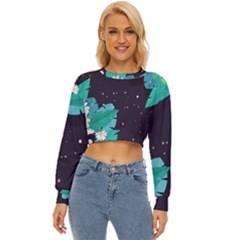 Leaves Flowers Border Frame Floral Lightweight Long Sleeve Sweatshirt by Grandong