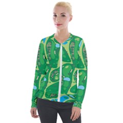 Golf Course Par Golf Course Green Velvet Zip Up Jacket by Grandong