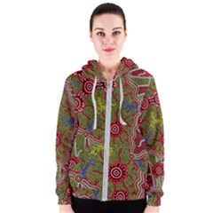 Authentic Aboriginal Art - Connections Women s Zipper Hoodie by hogartharts