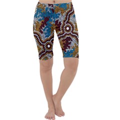 Authentic Aboriginal Art - Wetland Dreaming Cropped Leggings  by hogartharts