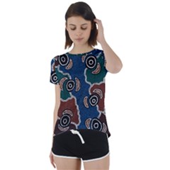 Authentic Aboriginal Art - Riverside Dreaming Short Sleeve Open Back T-shirt by hogartharts