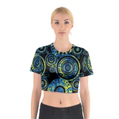 Authentic Aboriginal Art - Circles (paisley Art) Cotton Crop Top by hogartharts