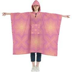 Fuzzy Peach Aurora Pink Stars Women s Hooded Rain Ponchos by PatternSalad