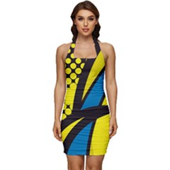 Colorful Abstract Background Art Sleeveless Wide Square Neckline Ruched Bodycon Dress