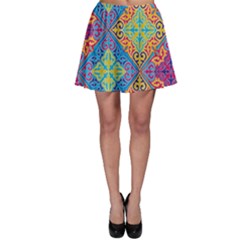 Colorful Floral Ornament, Floral Patterns Skater Skirt by nateshop