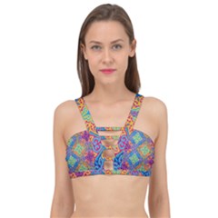 Colorful Floral Ornament, Floral Patterns Cage Up Bikini Top