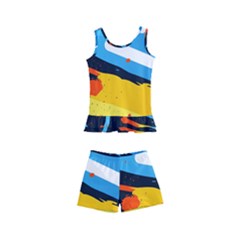 Colorful Paint Strokes Kids  Boyleg Swimsuit by nateshop