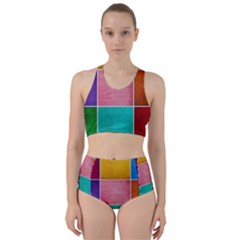 Colorful Squares, Abstract, Art, Background Racer Back Bikini Set