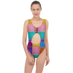 Colorful Squares, Abstract, Art, Background Center Cut Out Swimsuit by nateshop