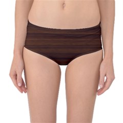 Dark Brown Wood Texture, Cherry Wood Texture, Wooden Mid-waist Bikini Bottoms by nateshop