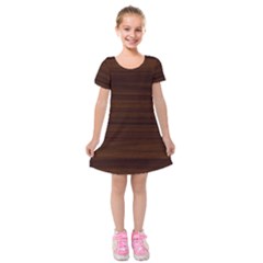 Dark Brown Wood Texture, Cherry Wood Texture, Wooden Kids  Short Sleeve Velvet Dress by nateshop