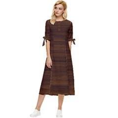 Dark Brown Wood Texture, Cherry Wood Texture, Wooden Bow Sleeve Chiffon Midi Dress by nateshop