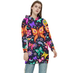 Floral Butterflies Women s Long Oversized Pullover Hoodie by nateshop