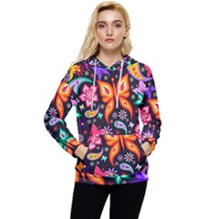 Floral Butterflies Women s Lightweight Drawstring Hoodie by nateshop