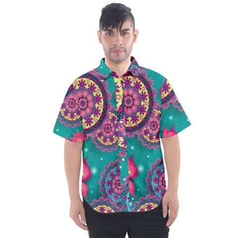 Floral Pattern, Abstract, Colorful, Flow Men s Short Sleeve Shirt by nateshop