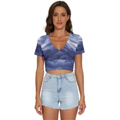 Majestic Clouds Landscape V-neck Crop Top by dflcprintsclothing