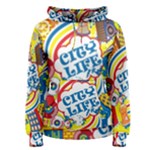 Colorful City Life Horizontal Seamless Pattern Urban City Women s Pullover Hoodie