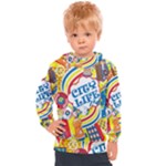 Colorful City Life Horizontal Seamless Pattern Urban City Kids  Hooded Pullover