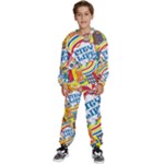 Colorful City Life Horizontal Seamless Pattern Urban City Kids  Sweatshirt set